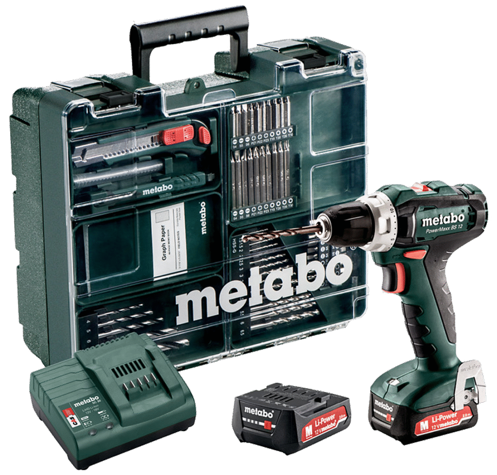 Bore-/skruemask. PowerMaxx BS12 2ÃÂ2,0Ah m/tilbehør
