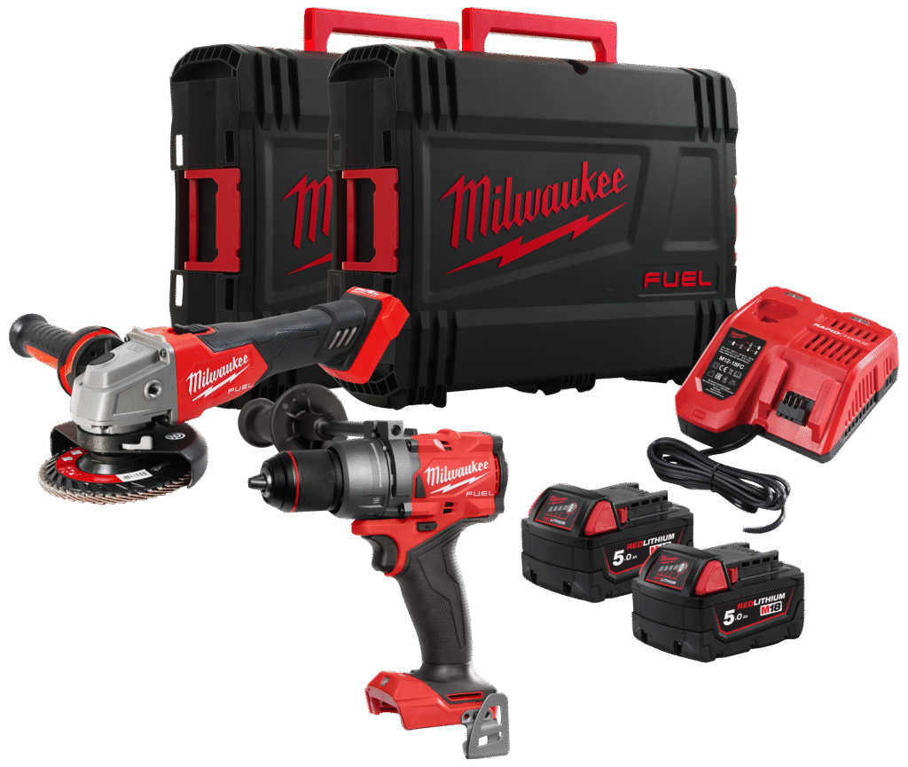 Powerpack akku slagboremaskine og vinkelsliber + 2 batterier M18 FPP2E3-502X