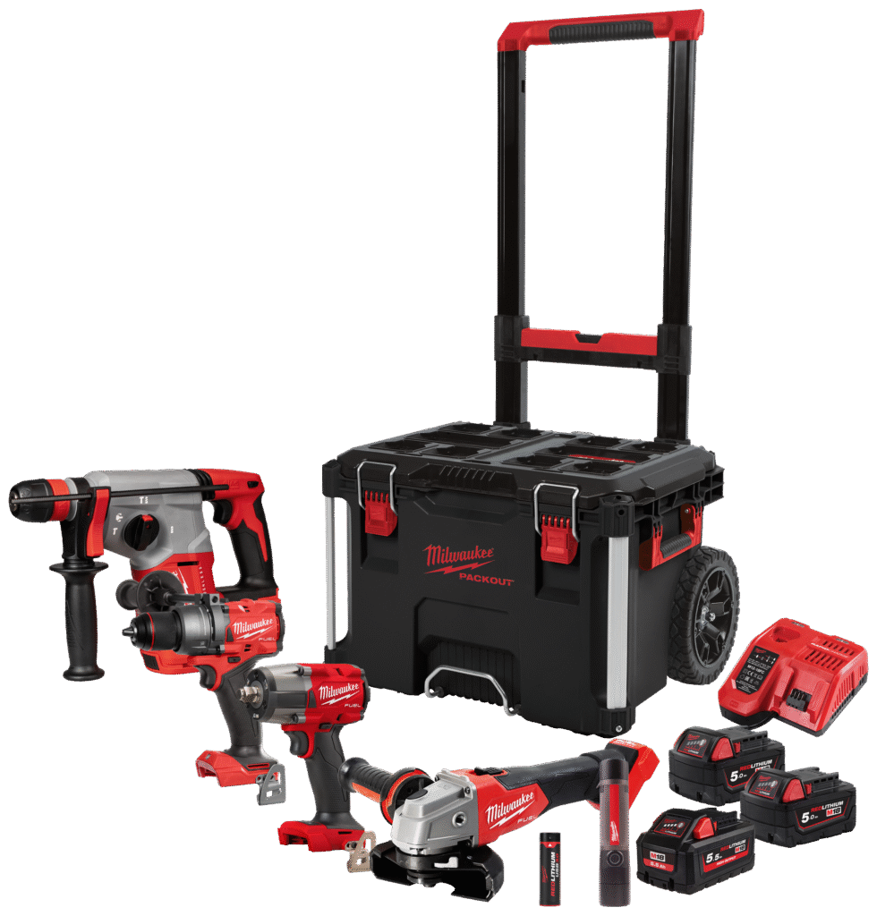 Powerpack 5 maskiner + 4 batterier M18 FPP4D-555T