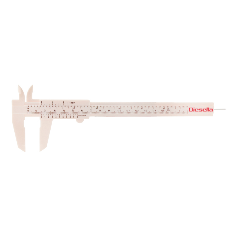 Plastik skydelære 0-150×0,05 mm med 40 mm kæber
