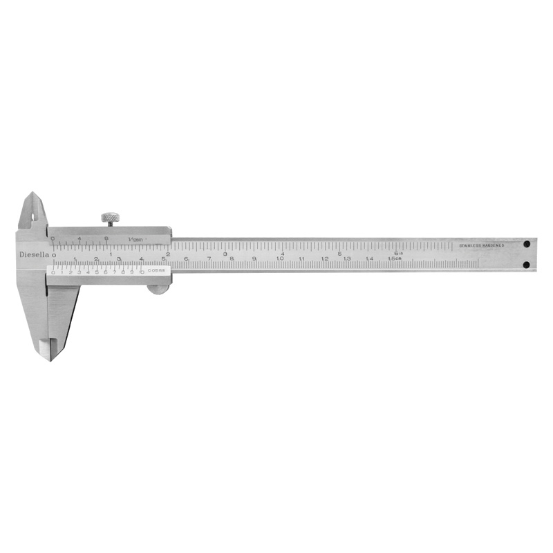 Skydelære med skruelås 0-150×0,02 mm og 40 mm kæber