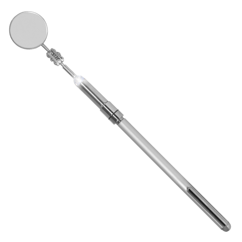 Inspektionsspejl med LED-lys Ã30 mm med teleskopstang (L=665 mm)