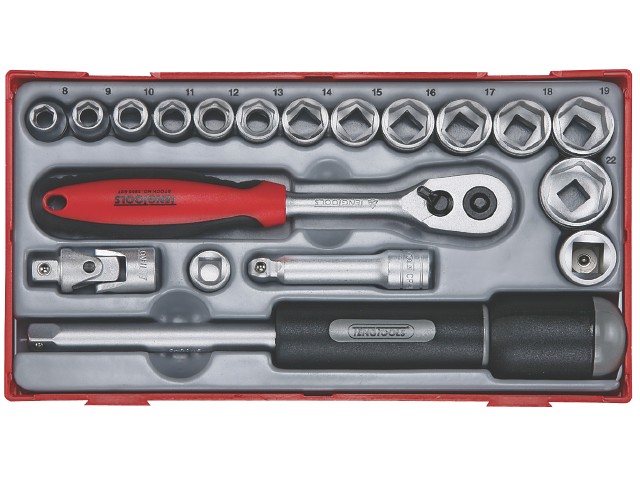 Topnøglesæt med 3/8" â¡-fatning Teng Tools TT3819 – 19 dele